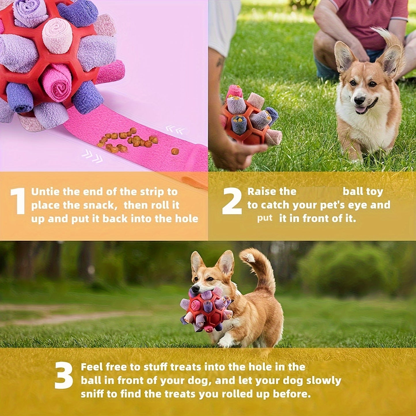 Sniffing Ball for Hiding Treats - Rubber Puzzle Ball for Mental Stimulation