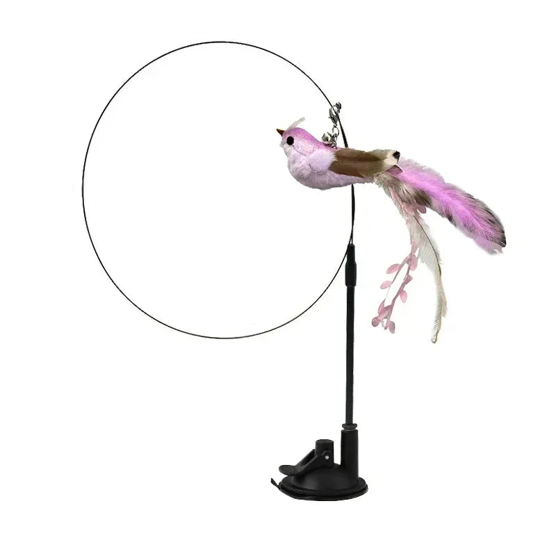 Interactive Bird Cat Toy with Bell and Feathers
