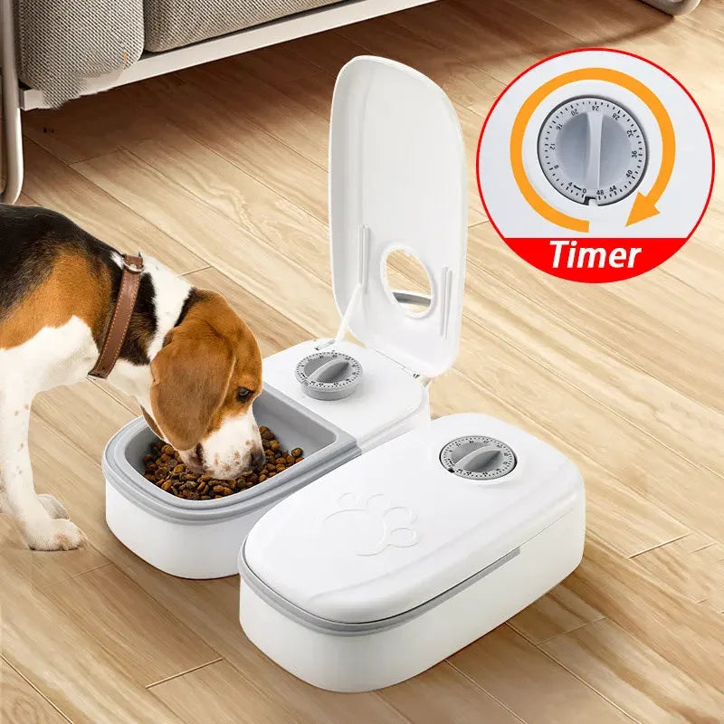 Automatic Pet Feeder with Double Dish for Dogs and Cats