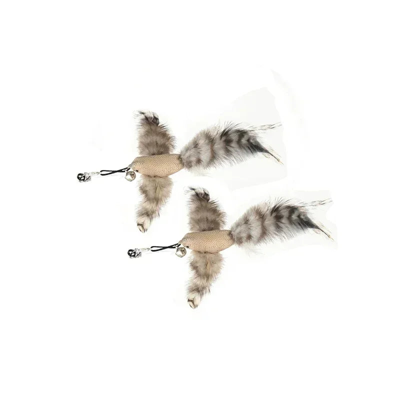 Interactive Bird Cat Toy with Bell and Feathers
