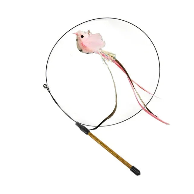 Interactive Bird Cat Toy with Bell and Feathers