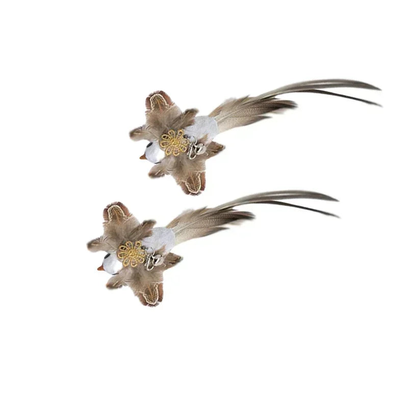Interactive Bird Cat Toy with Bell and Feathers