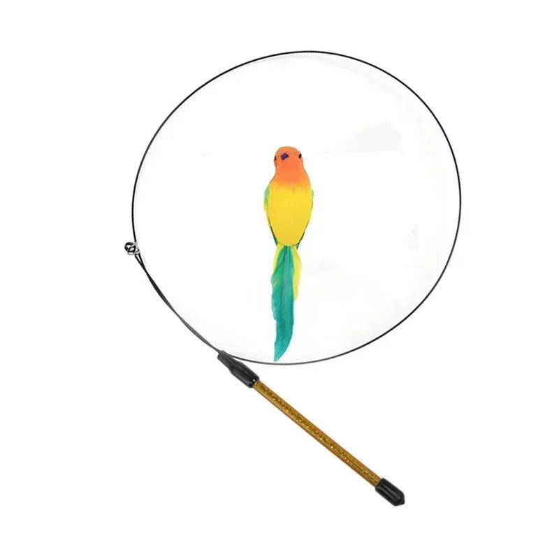 Interactive Bird Cat Toy with Bell and Feathers