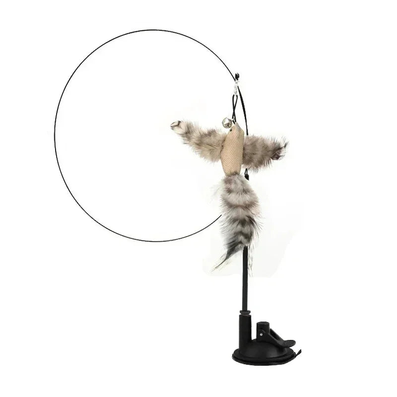 Interactive Bird Cat Toy with Bell and Feathers