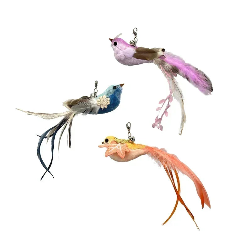 Interactive Bird Cat Toy with Bell and Feathers
