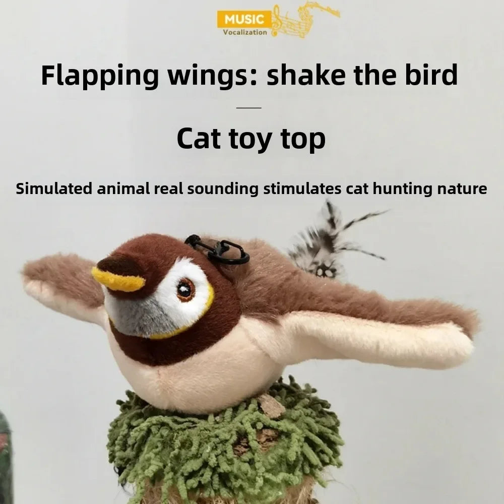 Interactive Rechargeable Cat Bird Toy with Catnip