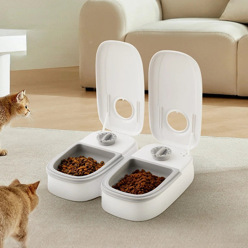 Automatic Pet Feeder with Double Dish for Dogs and Cats