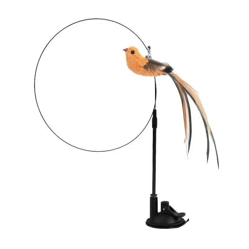 Interactive Bird Cat Toy with Bell and Feathers