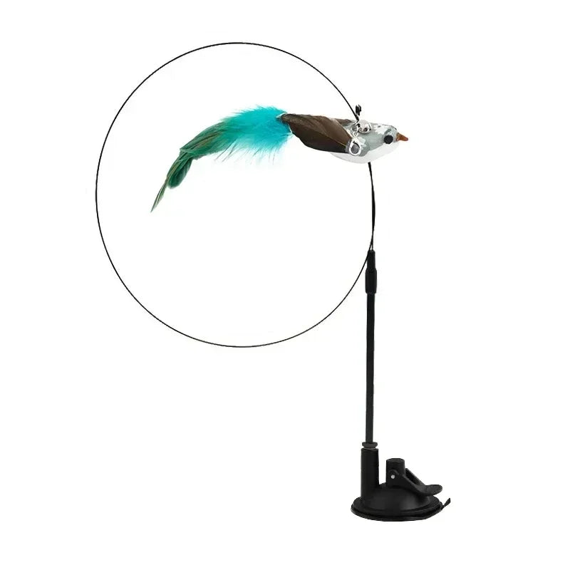 Interactive Bird Cat Toy with Bell and Feathers