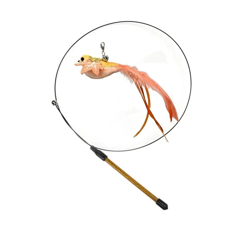 Interactive Bird Cat Toy with Bell and Feathers