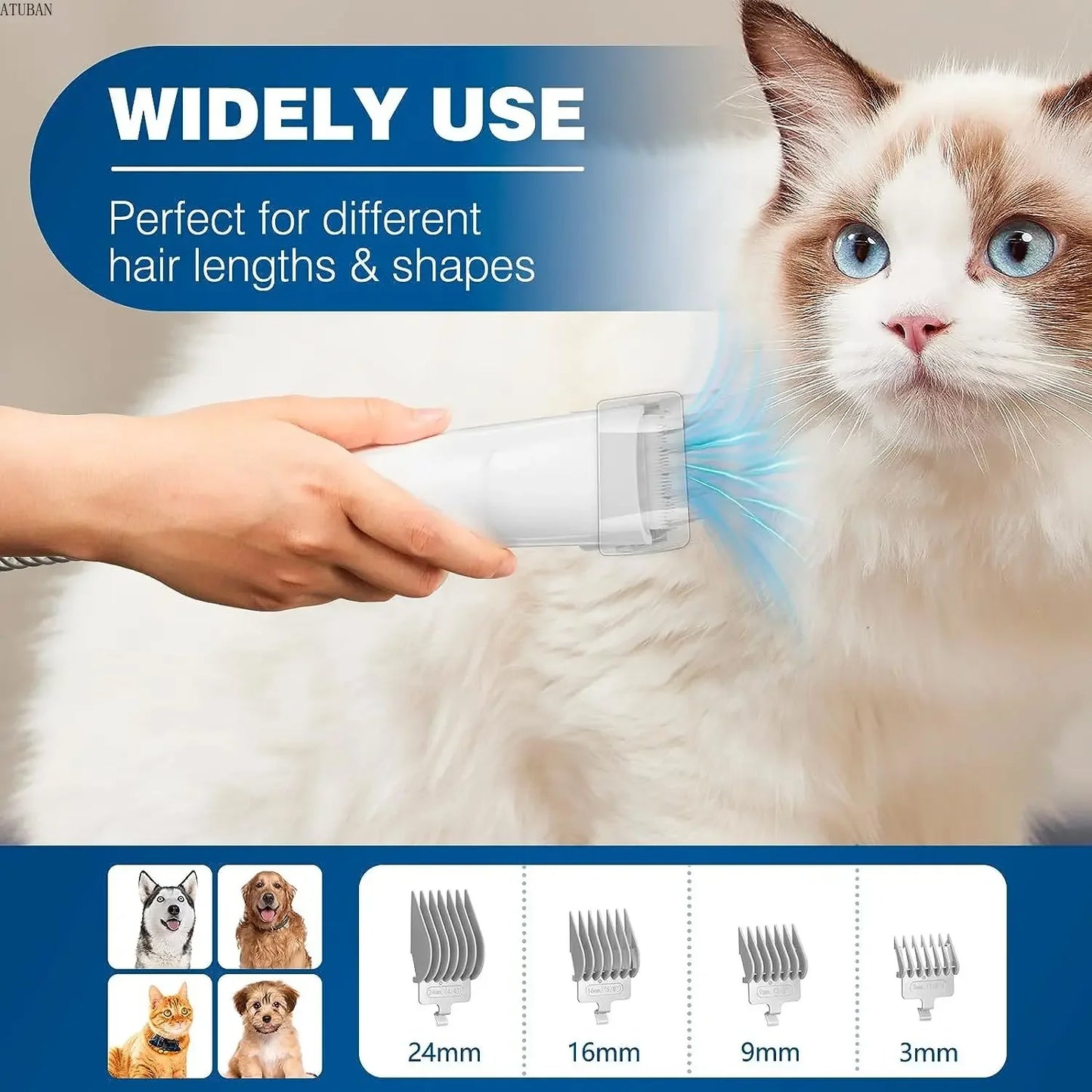 Dog Grooming Vacuum Kit with Large Dust Cup