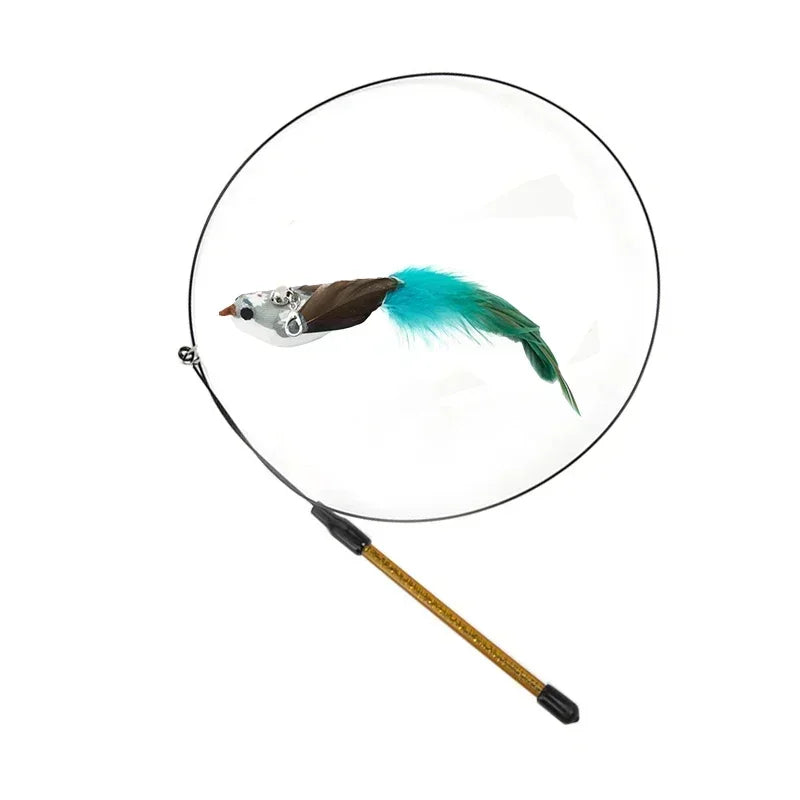 Interactive Bird Cat Toy with Bell and Feathers