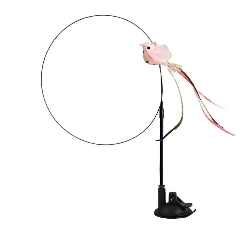 Interactive Bird Cat Toy with Bell and Feathers
