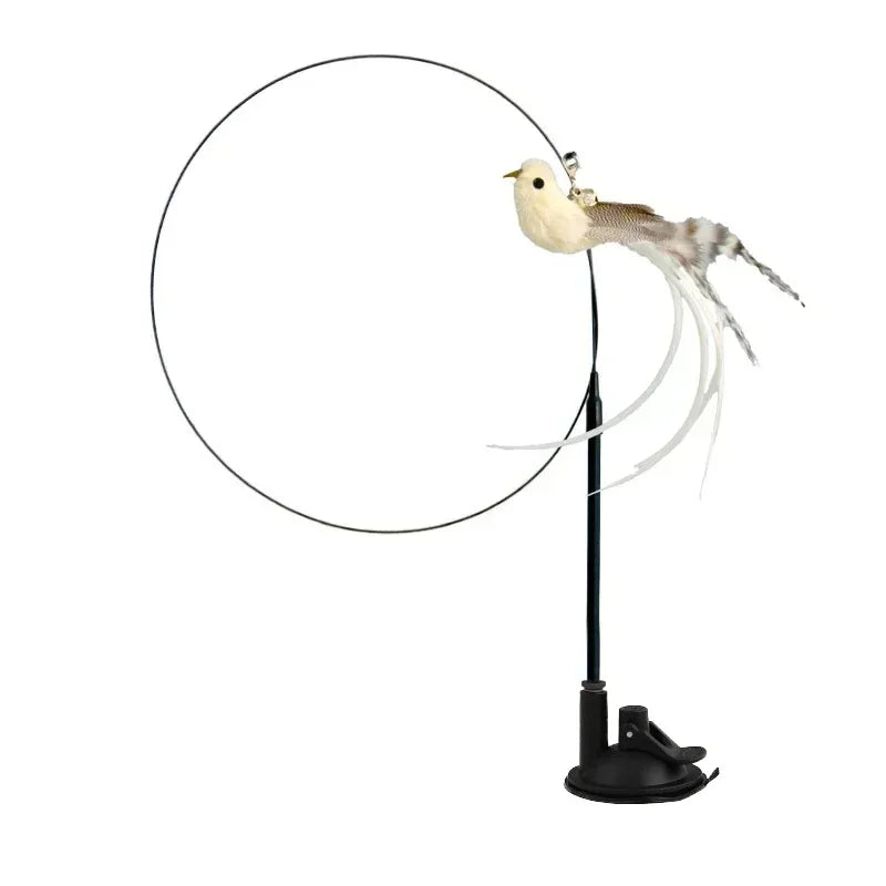 Interactive Bird Cat Toy with Bell and Feathers