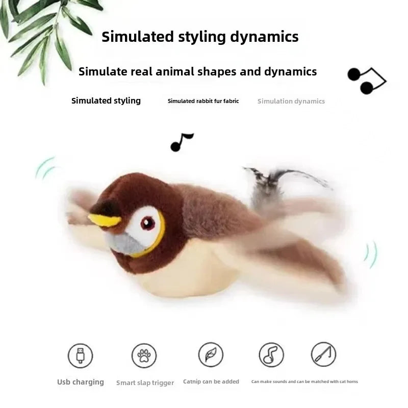 Interactive Rechargeable Cat Bird Toy with Catnip