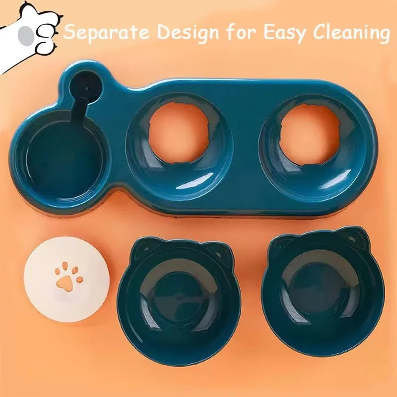 Triple Cat and Dog Bowls with Automatic Water Dispenser