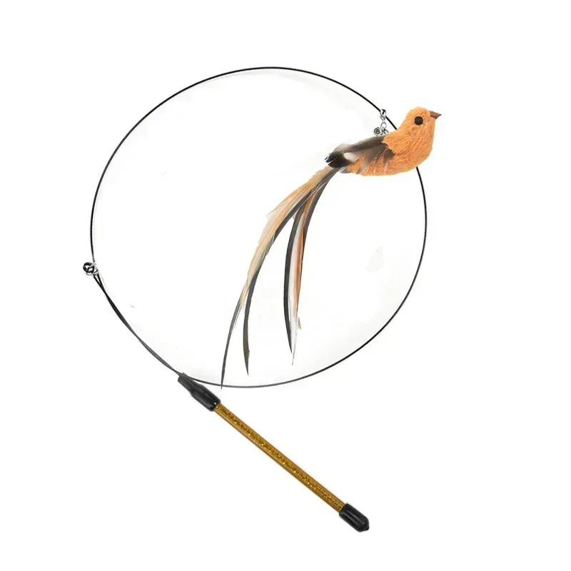 Interactive Bird Cat Toy with Bell and Feathers