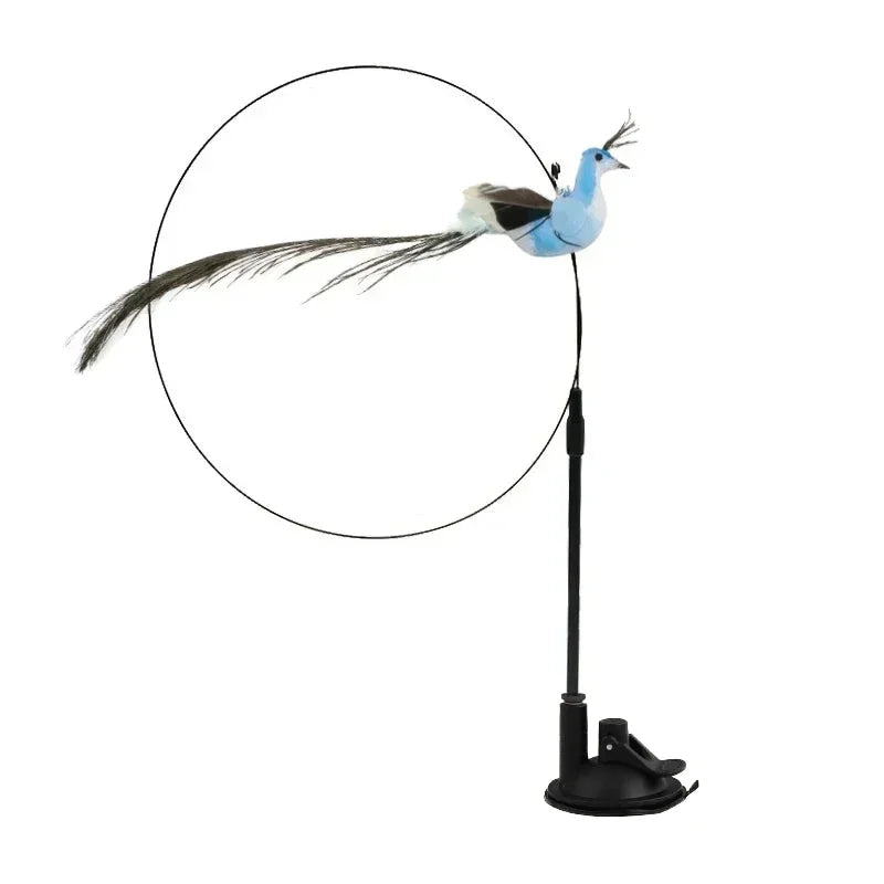 Interactive Bird Cat Toy with Bell and Feathers