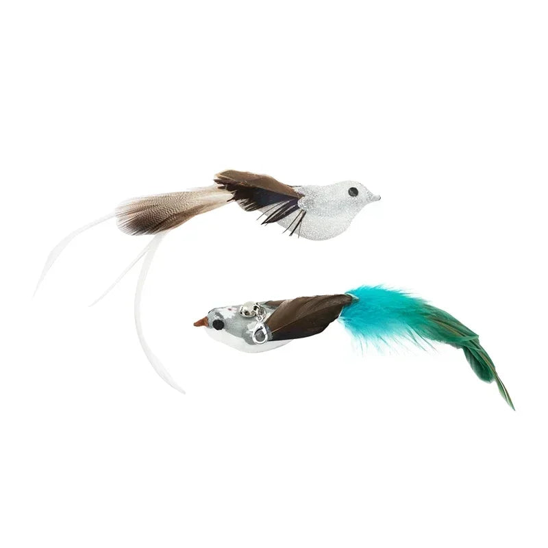 Interactive Bird Cat Toy with Bell and Feathers
