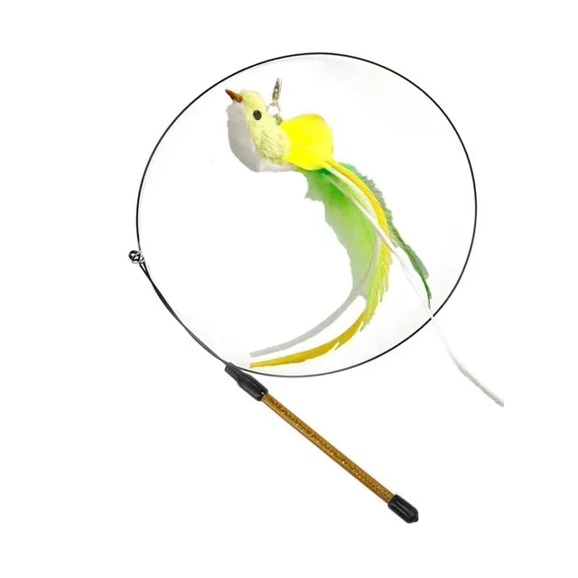 Interactive Bird Cat Toy with Bell and Feathers