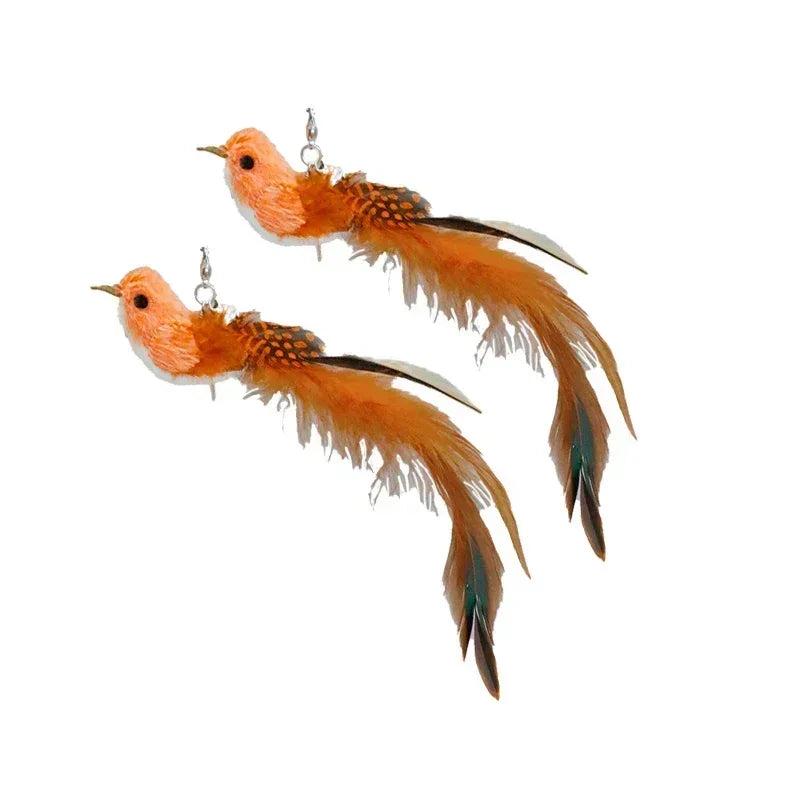 Interactive Bird Cat Toy with Bell and Feathers