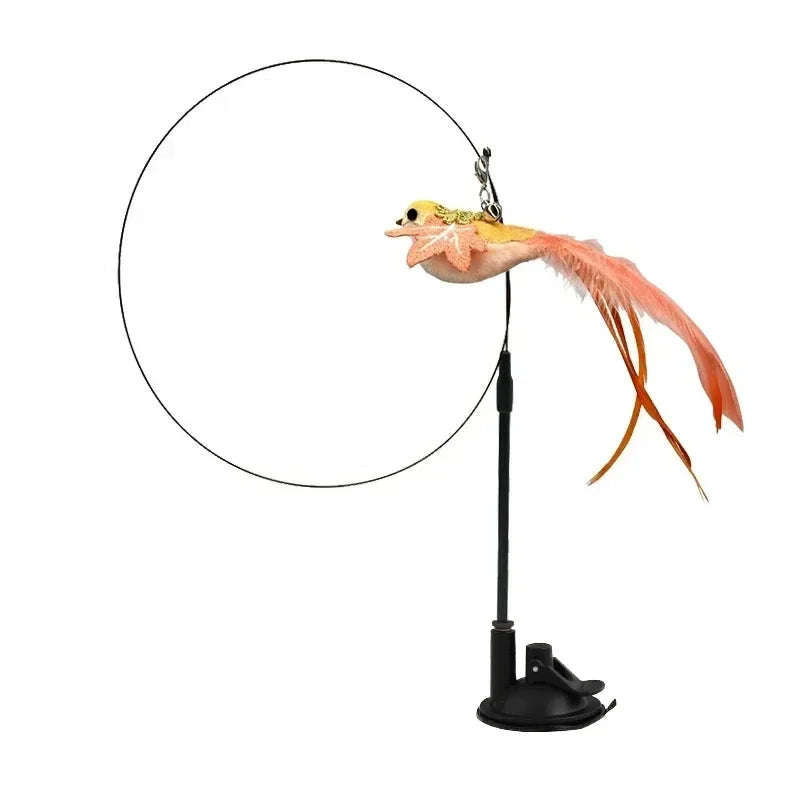 Interactive Bird Cat Toy with Bell and Feathers