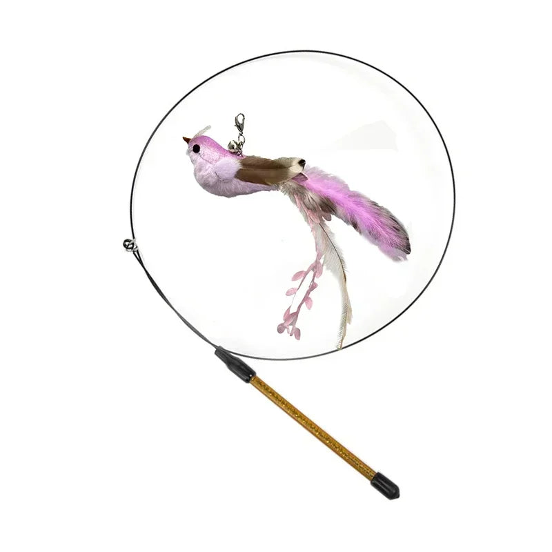 Interactive Bird Cat Toy with Bell and Feathers