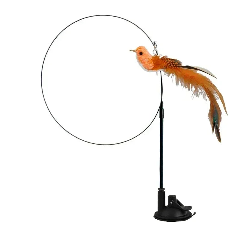 Interactive Bird Cat Toy with Bell and Feathers