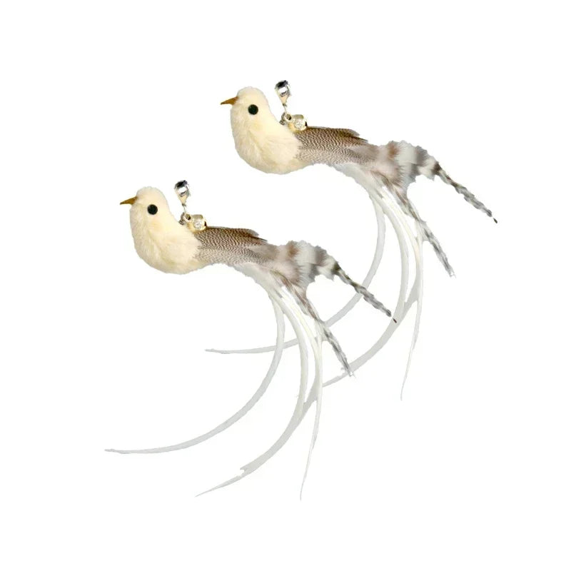 Interactive Bird Cat Toy with Bell and Feathers