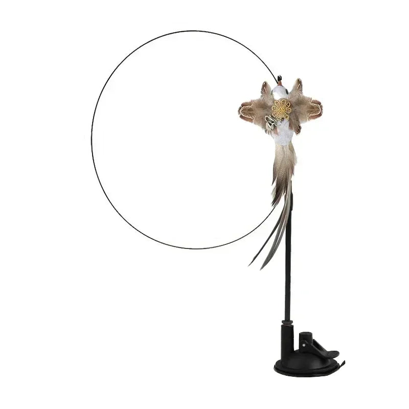 Interactive Bird Cat Toy with Bell and Feathers