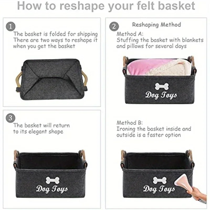 Dog Toy Storage Basket Box