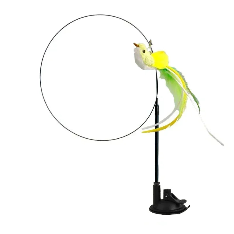 Interactive Bird Cat Toy with Bell and Feathers