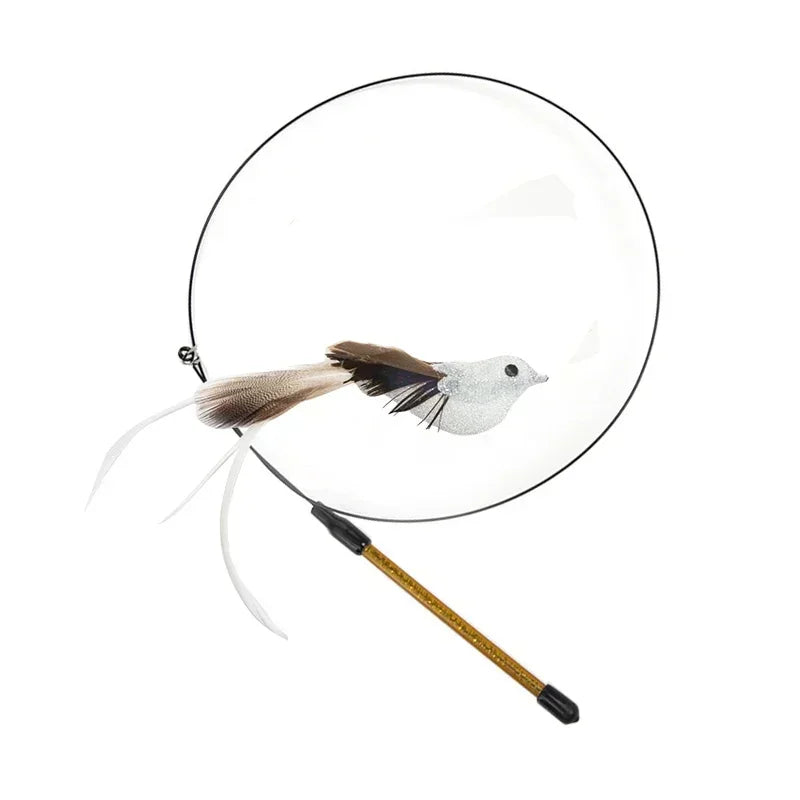 Interactive Bird Cat Toy with Bell and Feathers