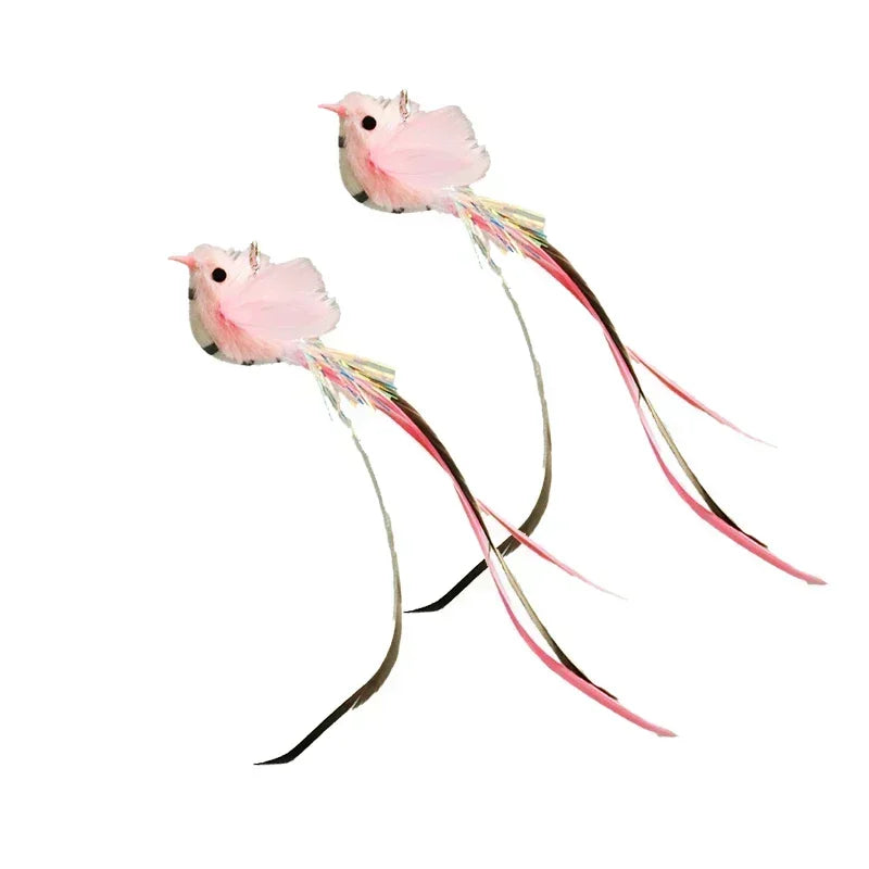 Interactive Bird Cat Toy with Bell and Feathers