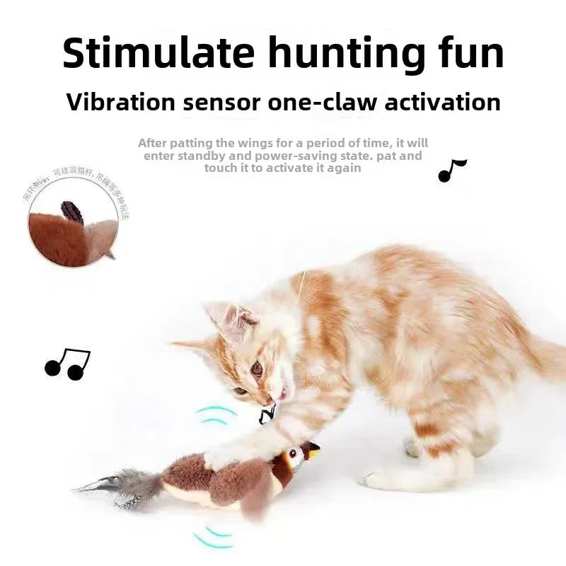 Interactive Rechargeable Cat Bird Toy with Catnip