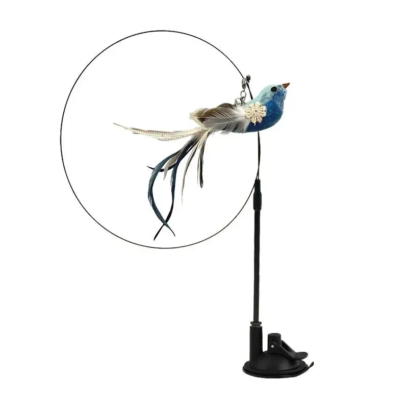 Interactive Bird Cat Toy with Bell and Feathers