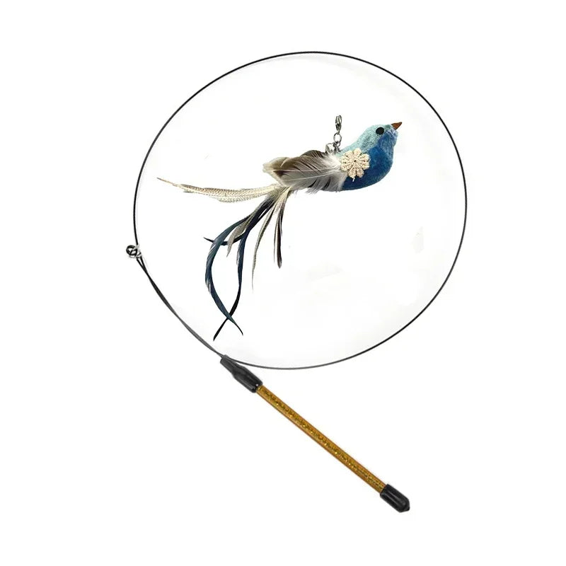Interactive Bird Cat Toy with Bell and Feathers