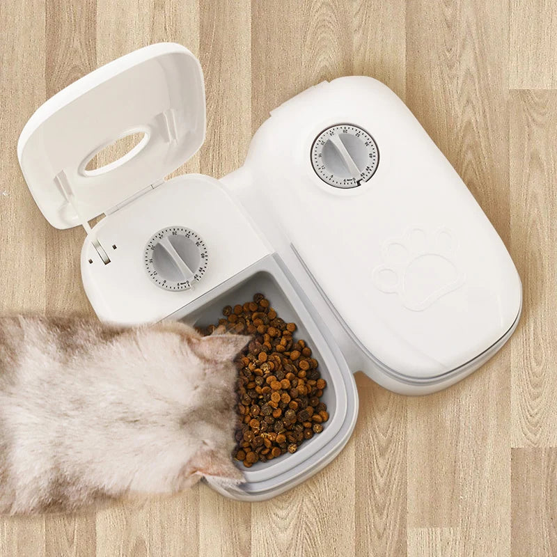 Automatic Pet Feeder with Double Dish for Dogs and Cats