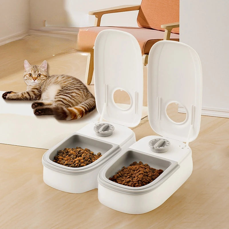 Automatic Pet Feeder with Double Dish for Dogs and Cats